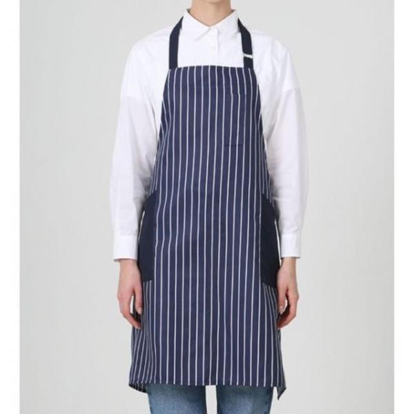 네이비 목끈형 줄무늬 공방 작업 앞치마 주머니큰 카페 바리스타 홀서빙 작업복