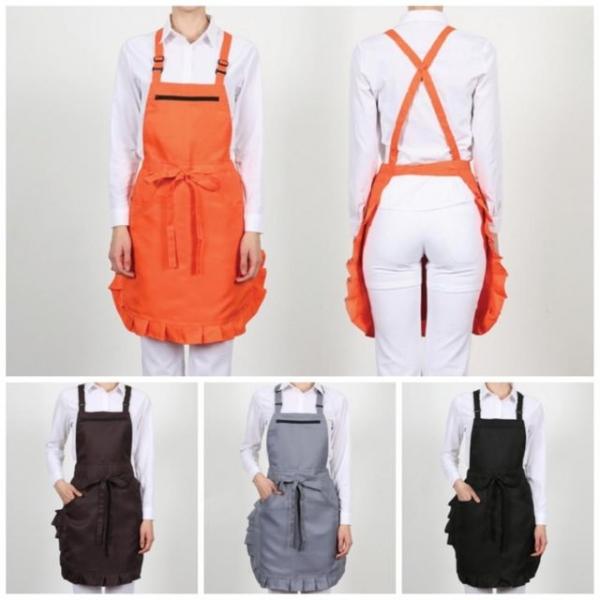 7색 1개 H형 하단 프릴 예쁜 매장 앞치마 식당 홀 서빙 앞치마 유니폼 단체 업소용