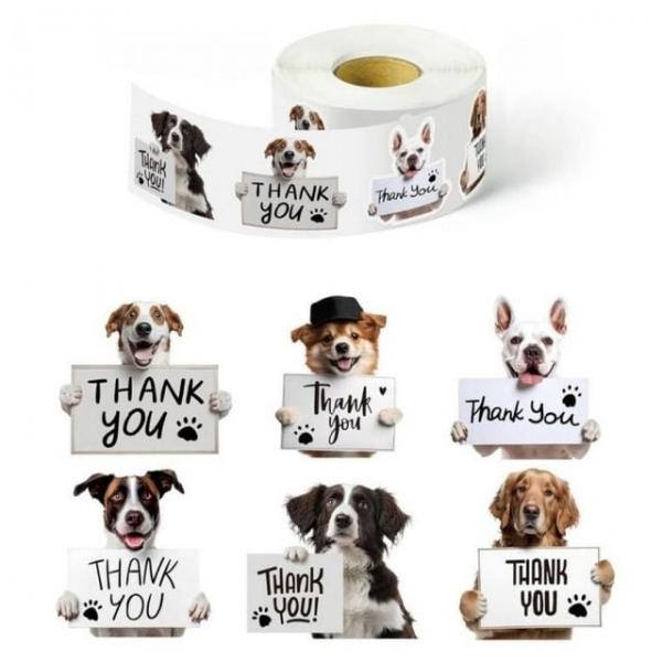 500PCS 강아지 땡큐 감사 스티커 3.8cm