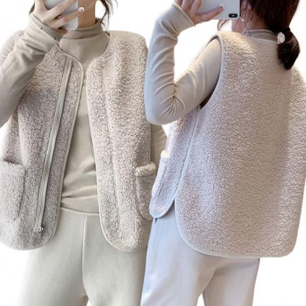 나프커 아이보리 후리스조끼 양털 집업 뽀글이조끼 후리스 플리스 간절기 겨울 베스트 수면 김장 실내 조끼