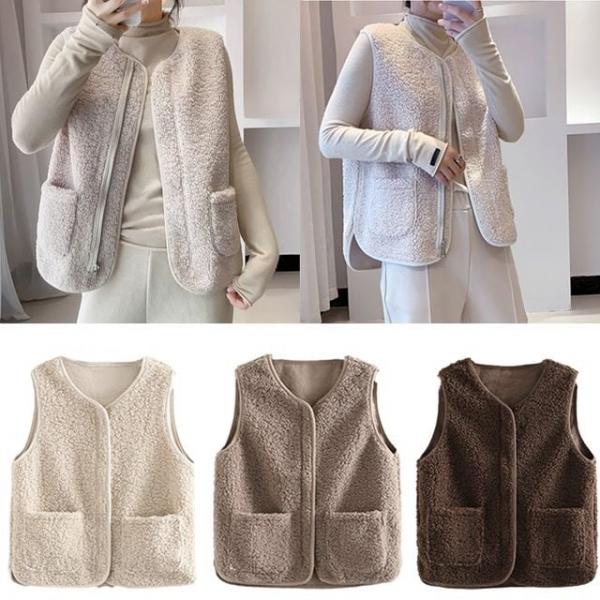 나프커 아이보리 후리스조끼 뽀글이조끼 양털 집업 후리스 플리스 간절기 겨울 베스트 수면 김장 실내 조끼