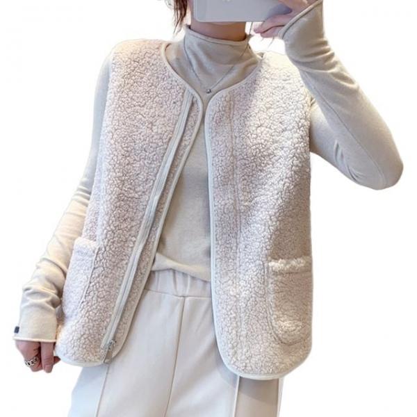 나프커 아이보리 후리스조끼 집업 뽀글이조끼 양털 후리스 플리스 간절기 겨울 베스트 수면 김장 실내 조끼
