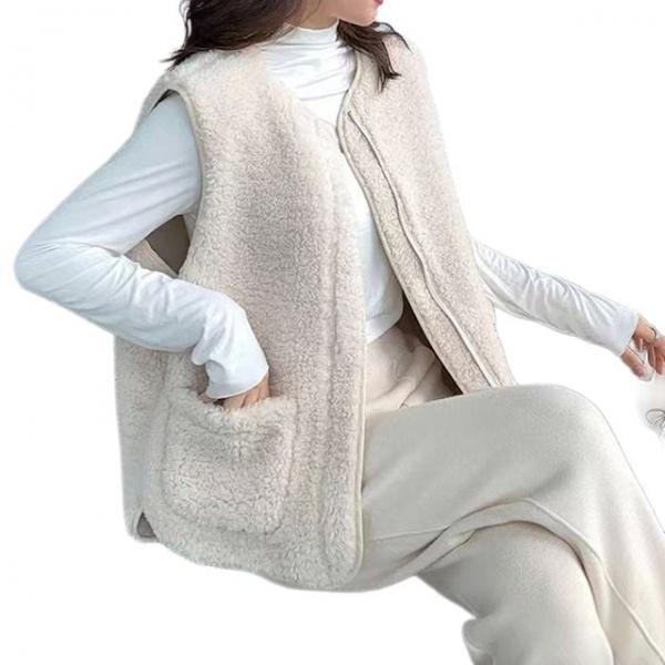 나프커 아이보리 후리스조끼 뽀글이조끼 양털 집업 후리스 플리스 간절기 겨울 베스트 수면 실내 김장 조끼