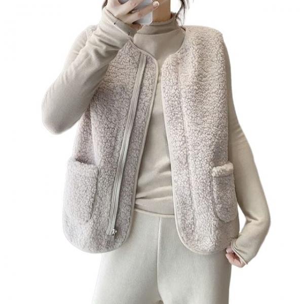 나프커 아이보리 후리스조끼 양털 뽀글이조끼 후리스 플리스 간절기 겨울 수면 김장 실내 베스트 집업 조끼