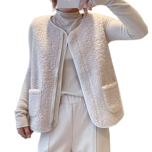 나프커 아이보리 후리스조끼 뽀글이조끼 양털 플리스 간절기 겨울 후리스 수면 김장 실내 베스트 집업 조끼