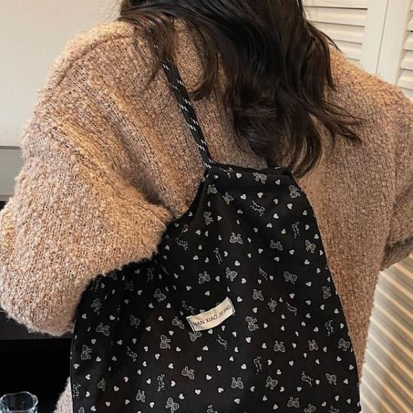 하트리본 패턴 데일리 숄더 에코백 러블리 캐주얼백