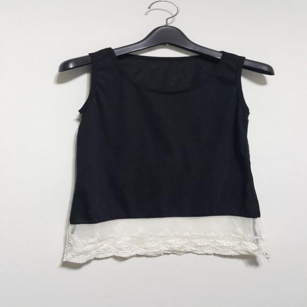 S0806 코디 데일리 밑단 레이스 민소매 나시 티