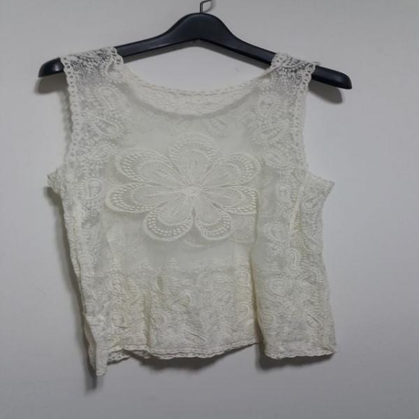 S0805 코디 시스루 레이스 민소매 나시 티 휴가 비치