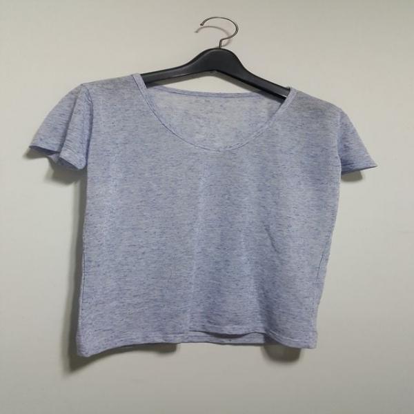 S1031 브이 V넥 블루 퍼플 여름 데일리 반팔 티