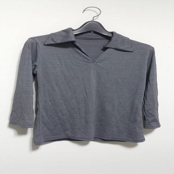 F0720 카라 V 브이넥 7-8부 소매 데일리 티