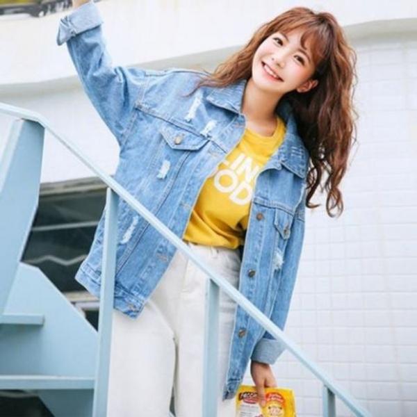 F11796 남녀공용 2컬러 오버핏 청 데님 자켓 커플룩