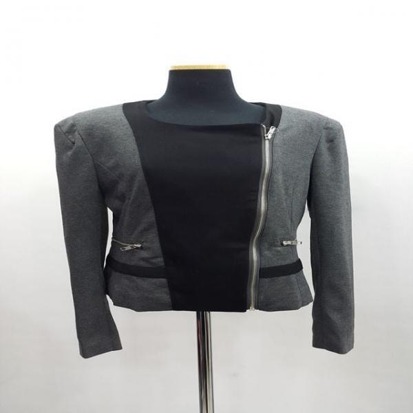 W170206 배색 노카라 앞지퍼 숏자켓 간절기