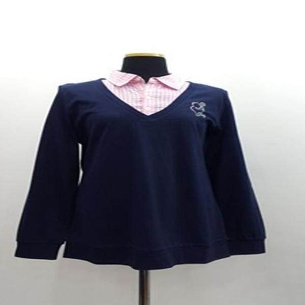 S25855 배색 고양이 캣 핫픽스 카라 긴팔 티