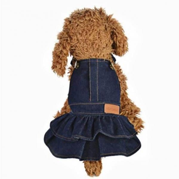 데님 강아지 옷 똑딱핀 원피스