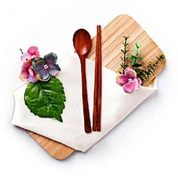 옻칠 원목 수저 각인 젓가락