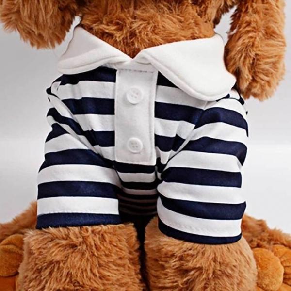 스트라이프 강아지 옷 핑크 단추