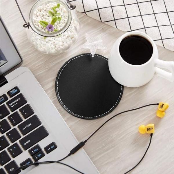 가죽 코스터 티코스터 컵받침 원형 인조가죽