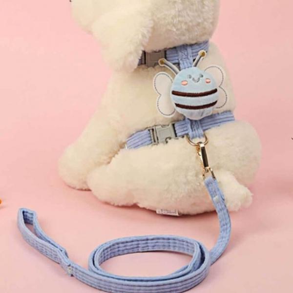 꿀벌 강아지 하네스 산책 리드줄