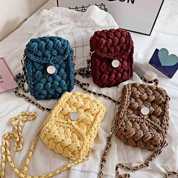 코바늘 핸드폰 가방 패션 네트백