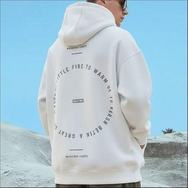 남성 레터링 포인트 오버핏 후드 겨울 맨투맨 티셔츠 2색