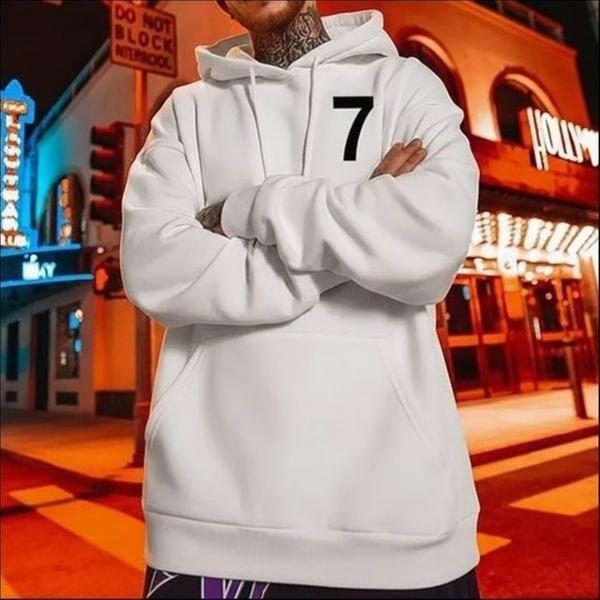 남성 기모안감 숫자 레터링 포근한 데일리 후드 티셔츠