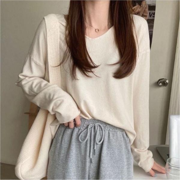 여성 브이넥 베이직 긴팔니트 겨울 데일리 이너 상의 4색