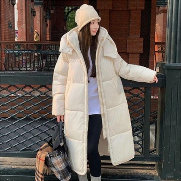 여성 하이넥 롱패딩 겨울 데일리 후드 아우터 롱기장 2색
