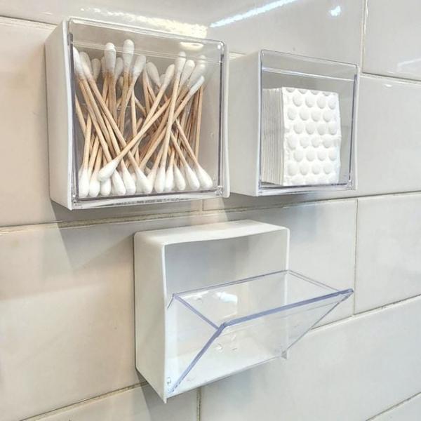 무타공 벽걸이 화장솜 면봉 다용도 수납함 정리함