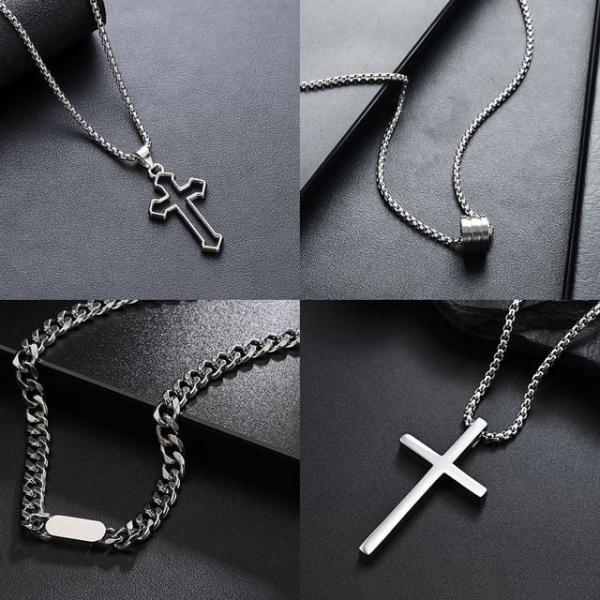 (보리별) 남자 목걸이 써지컬 체인목걸이 십자가 포인트 모던 시크 패션 네크리스