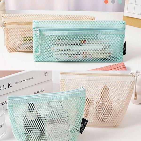 (보리별) 메쉬 파우치 펜케이스 시리즈 2type 여행용 립스틱 화장품 가방 미니백 이너백 펜슬파우치