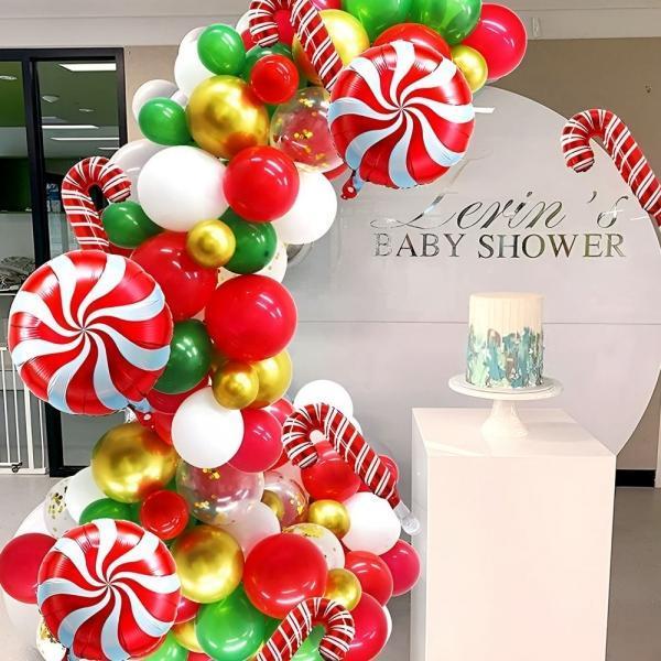 (별별창고) 크리스마스 파티 풍선세트 풍선아치 홈파티 벽꾸미기 유치원