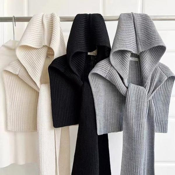 겨울 후드 니트 숄 여성가디건 머플러 케이프 니트숄 스카프