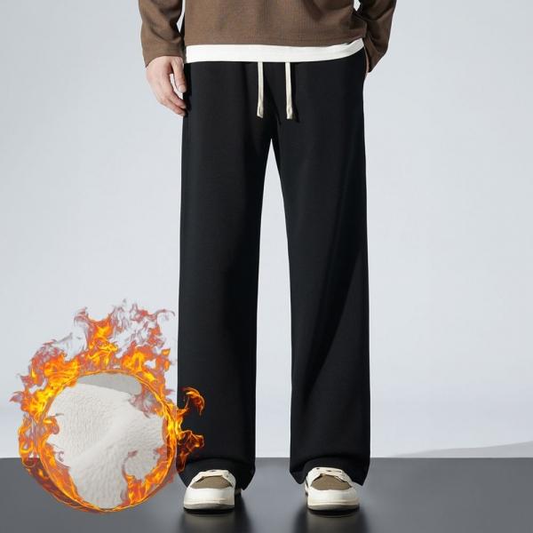 남자 기모 와이드 팬츠 겨울 츄리닝 방한 밴딩 스웻팬츠 2컬러