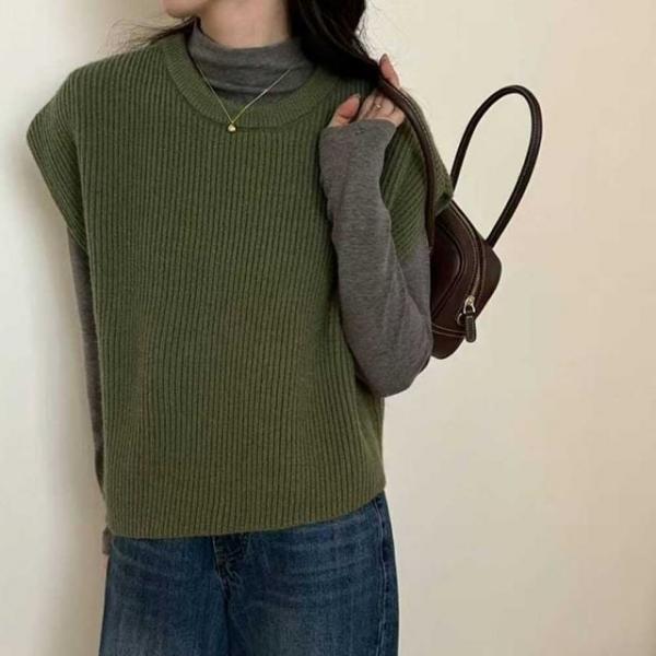 니트 레이어드 슬리브 베스트 NM-0282
