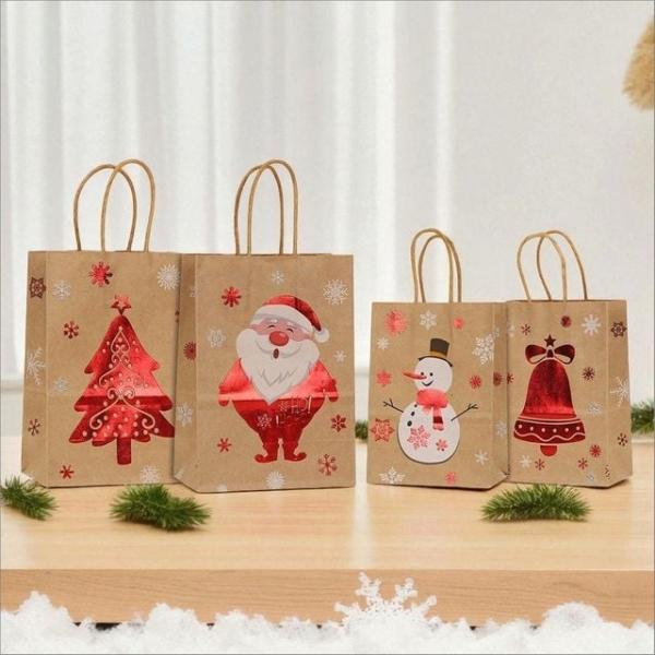 크리스마스 종이쇼핑백 산타눈꽃 선물포장 크라프트백