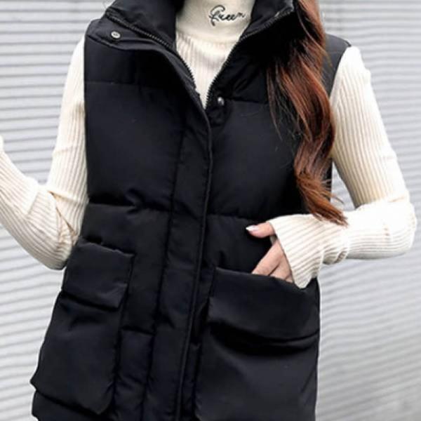 민소매 패딩 반목 스타일 여성 겨울 아우터