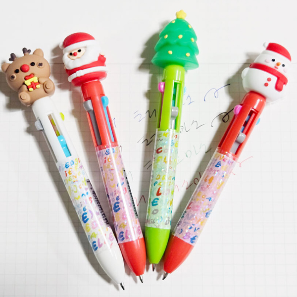 귀여운 크리스마스 피규어 4색 볼펜 산타 루돌프 (4종 세트)