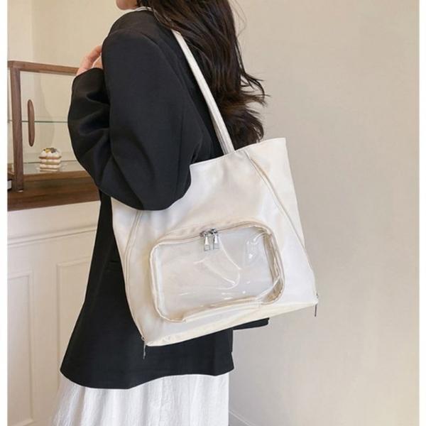 클리어 포켓 수납구성 데일리 심플 토트백 5FW