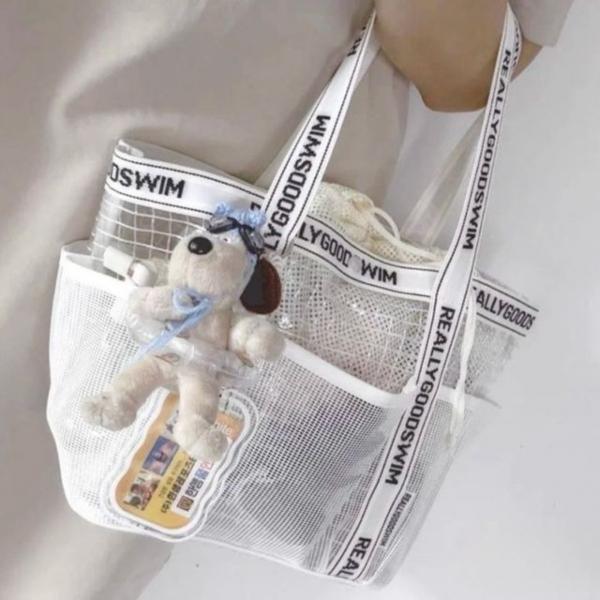 메쉬 포켓 스트랩 데일리 투명포켓 토트백 5FW