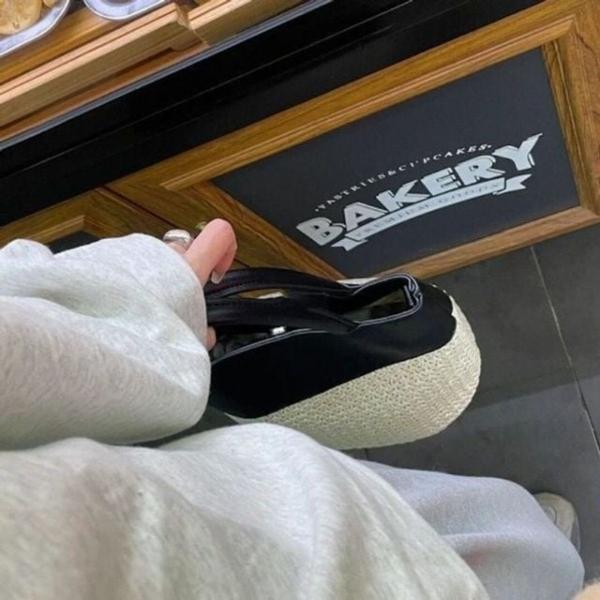 투톤 믹스 우븐 디테일 핸드 토트백 5FW