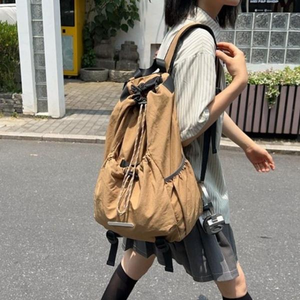 와이드 드로스트링 포켓 구조 대형 데일리 백팩 5FW