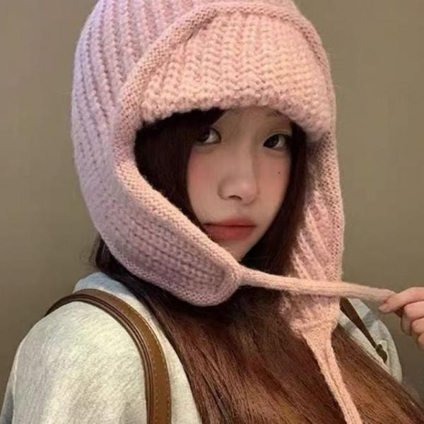 러블리 핸드메이드 니트 발라클라바 귀여운 여성 방한모자