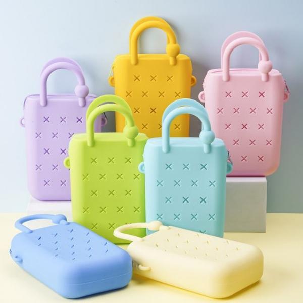 (큰손할인) 젤리 미니 크로스백 보조 꾸미기 젤리백 쁘띠 귀여운 실리콘 핸드폰 가방 데일리 여행용 여성