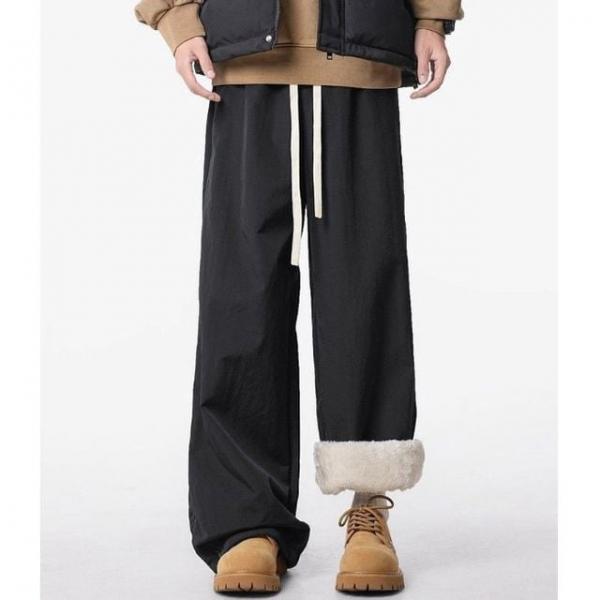 남성 기모 와이드 팬츠 1P 겨울 편한 통바지 보온