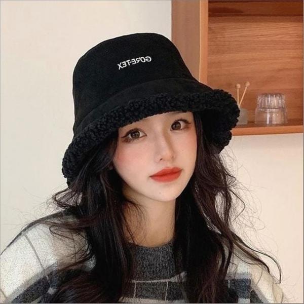 여성 양면 스웨이드 뽀글이 버킷햇 겨울 벙거지모자 3색