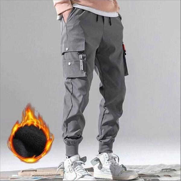 남성 겨울 카고바지 기모 조거팬츠 허리밴딩 캐주얼 2색