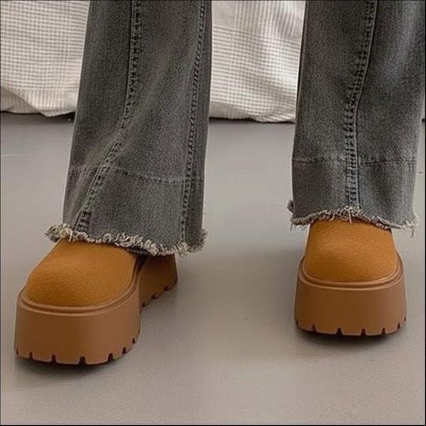 여성 겨울 스웨이드 통급 플랫폼 기모 슬리퍼 방한 뮬 2색