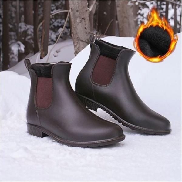 남성 여성 겨울 기모부츠 첼시 스타일 방한 털부츠 2색