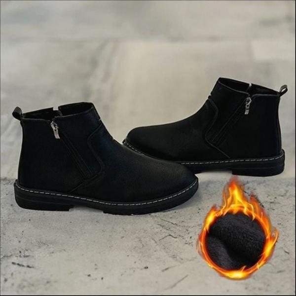 남성 겨울 기모부츠 첼시워커 옆지퍼 방한 신발 스티치