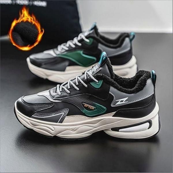 남성 겨울 방한 기모운동화 키높이 스니커즈 털안감 2색